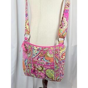 Vera Bradley Quilted Crossbody Bag Pink Paisley Floral Hippie Boho Whimsical